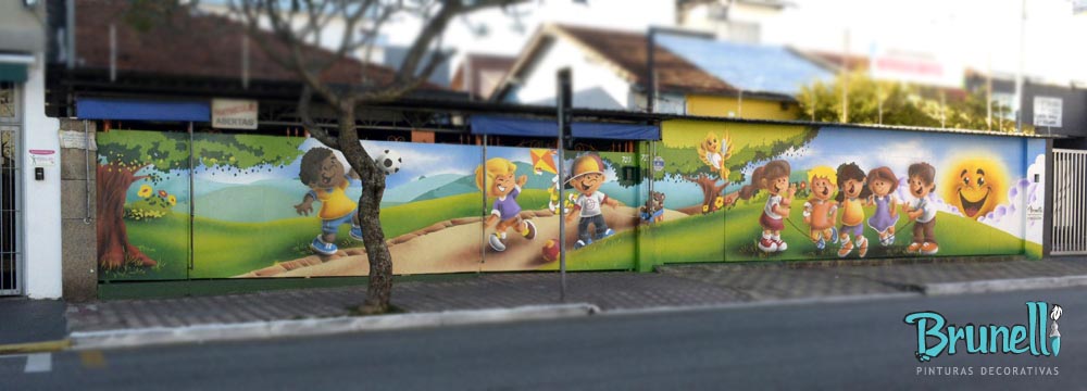 Desenho para muro de escola infantil