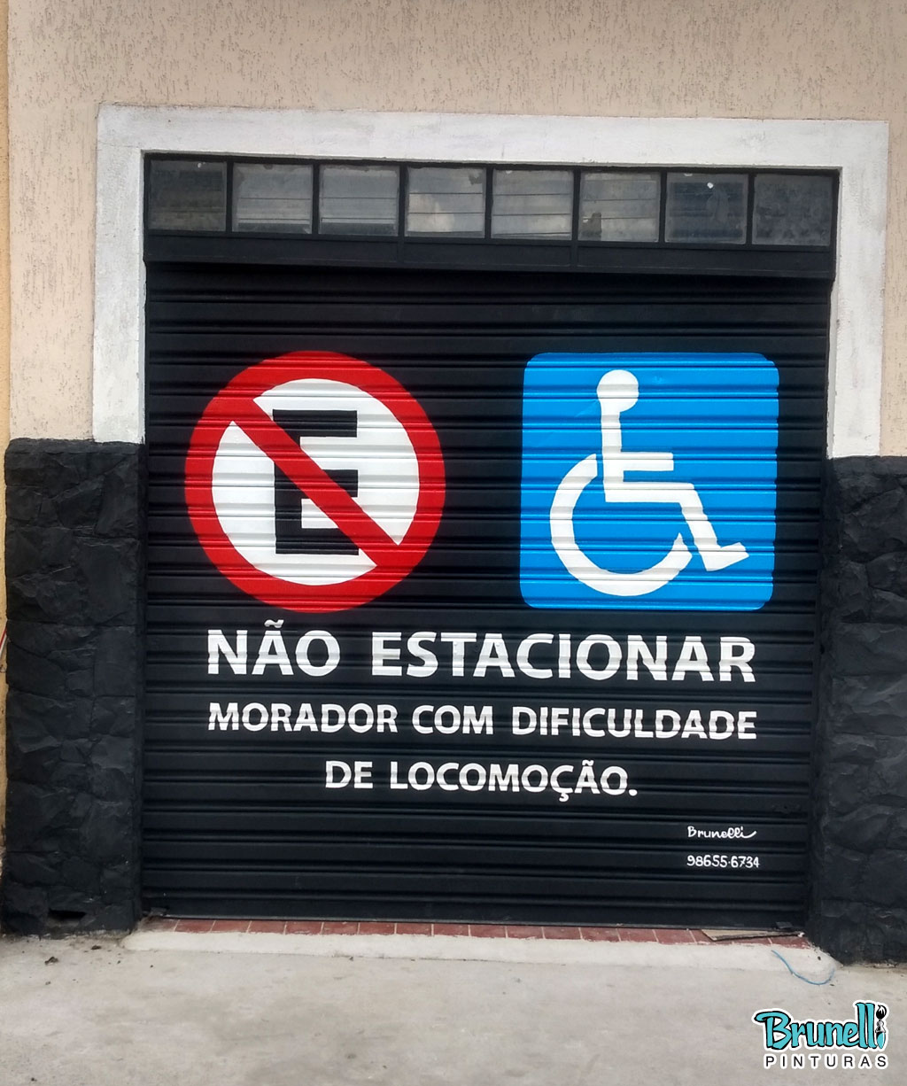 pintura de letreiro em porta de aço proibido estacionar