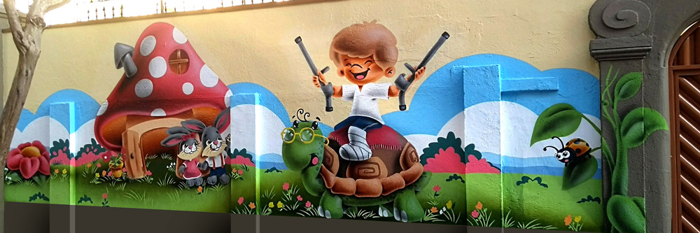 pintura de mural infantil dom gastao fachada