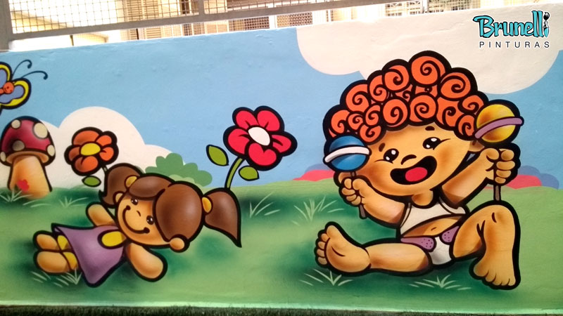 pintura de mural infantil dom gastao Parque sonoro