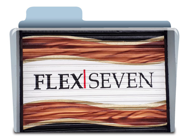 Pintura de logotipos em portas de enrolar Flex Seven